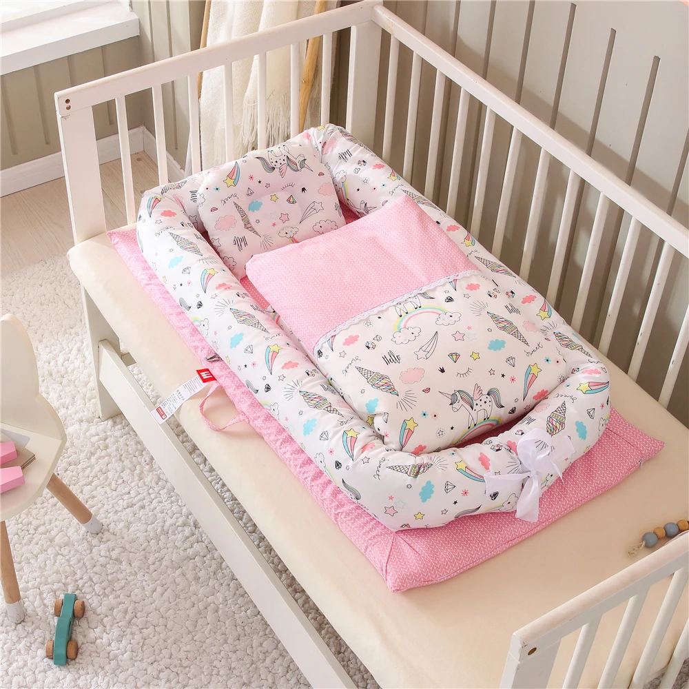 Cama de nido portátil para bebé de 90x50cm, cuna de algodón con edredón, manta, cuna de bebé, capazo, ropa de cama para recién nacido