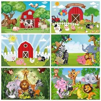 

Laeacco Farm Backdrops Animals Birthday Party Cow Horse Grass Cloudy Tree Kid Portrait Photo Backgrounds Photocall Photo Studio