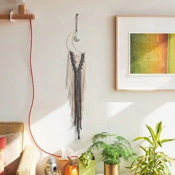 

Tassel Macrame Hand-woven Wall Hanging Tapestry Pendant LED Light String Moon Dream Catcher Boho Fashion Wall Art Decorations