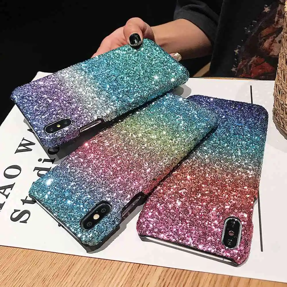 KISSCASE Алмазный чехол для iPhone X 6 6S 7 8 Plus XS MAX XR градиент блеск задняя крышка Funda |