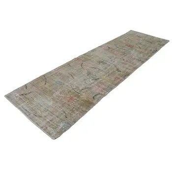 

93x317 Cm Yellow Handmade Overdyed Runner Rug-3x10 Ft