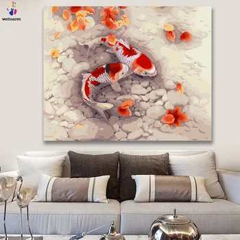 

DIY Colorings Pictures Fish Classical Peacock Picture Drawing Painting by Numbers with Colors Chinese by Numbers Framed Home