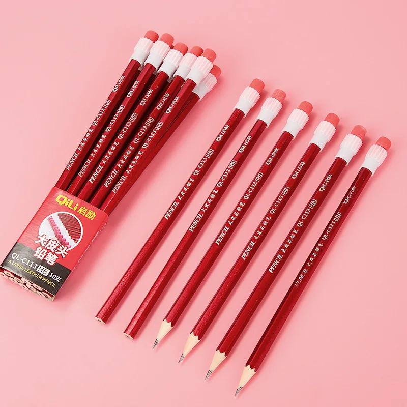 

10 Pcs Wooden Eraser Hb Pencil Colour Pencil Posting Children's Student Painting Sketch Description Student Stationery