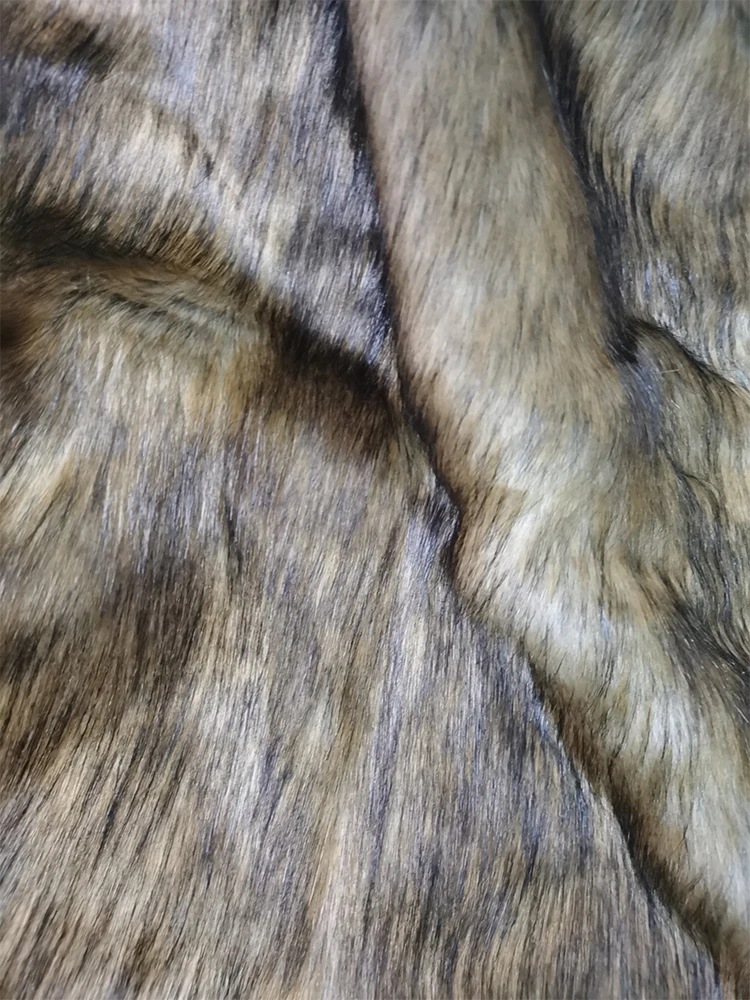 de largura bom pele de leão tecido de pele do falso marrom macio pelúcia falso pele de lobo tecido de costura material diy casaco colarinho roupas