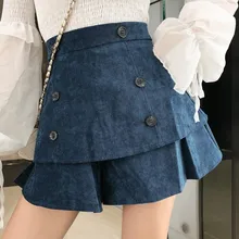 *#Best Price Autumn Corduroy Women's Shorts Ruffle Wide Leg Short Pants Women Fashion Korean High Waist Shorts Casual Vintage Womens Clothing *#Best Price Autumn Corduroy Women's Shorts Ruffle Wide Leg Short Pants Women Fashion Korean High Waist Shorts Casual Vintage Womens Clothing