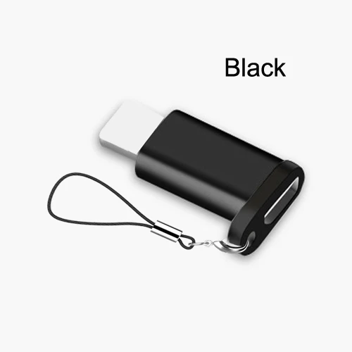 Адаптер VOXLINK Micro USB для освещения 8Pin для Apple адаптер с брелоком для iphone XS XR 6 7Plus синхронизация зарядное устройство OTG конвертер - Цвет: Black
