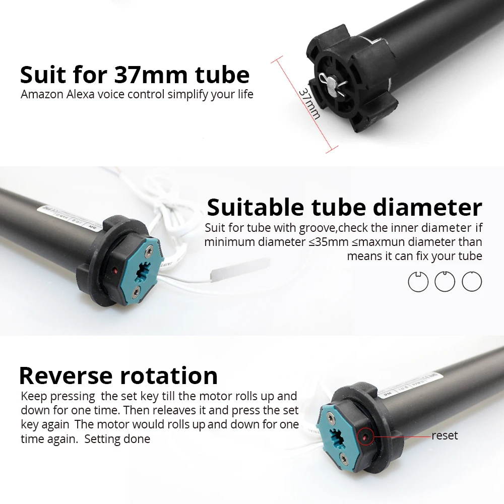 Smart Blind Motor Zemismart WiFi Tuya Smart Life Curtain Motor for 36 37mm Tube Alexa Google Home Control