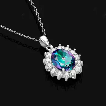 

Silver 925 Pendant For Women Original Mystic Rainbow Topaz Snowflake Inlaid Zircon Pendant Unique Boho Jewelry Christmas Gift