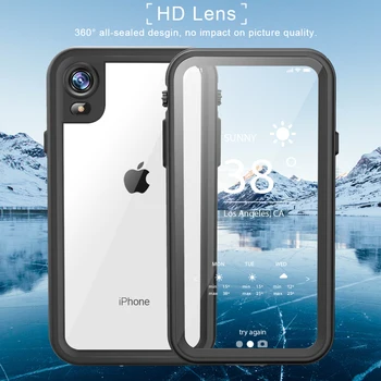 

360 Full Cover Protective Case For iPhone XS MAX X XR Underwater Water Proof Transparent Clear Coque Pouch Cases For iPhone