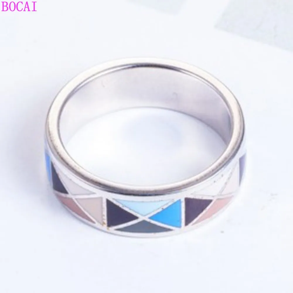 

s925 Pure Silver Enamel Ring female index finger ring 2020 new fashion Thai silver hand Ornament rings for women