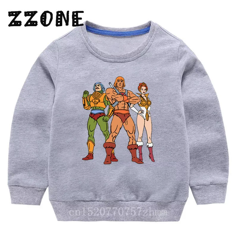 Детские толстовки с капюшоном детские забавные толстовки с принтом «Masters of The Universe He-Man» пуловер для малышей топы для девочек и мальчиков, осенняя одежда KYT5258 - Цвет: 5258H-Gray