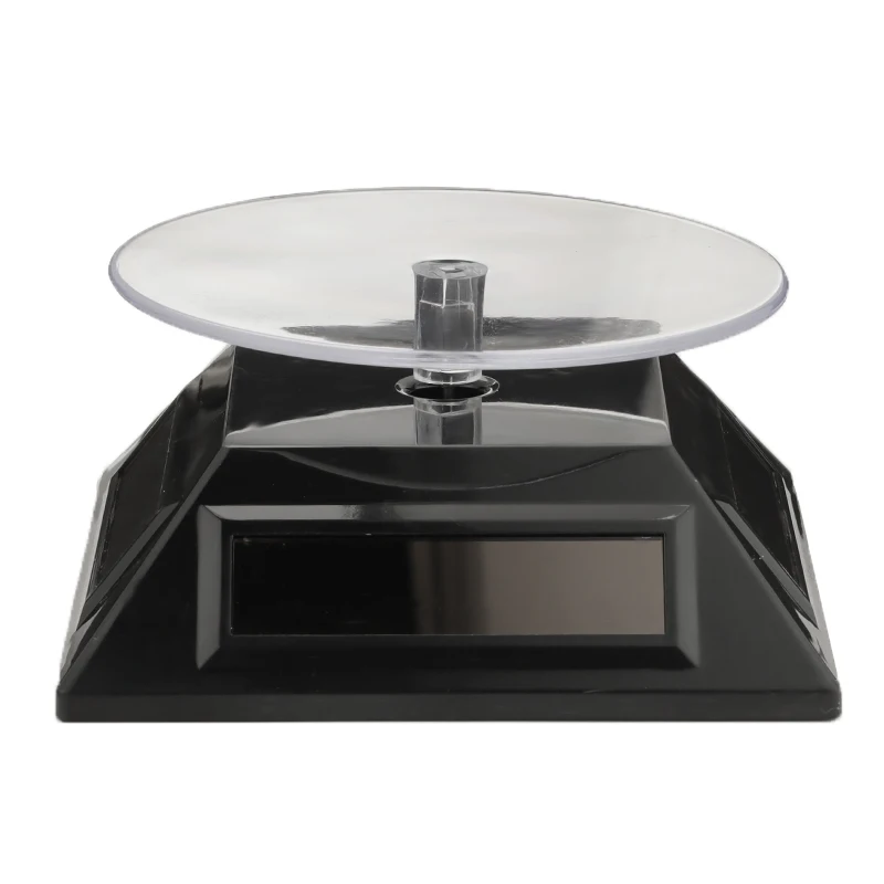 LED Solar Powered 360Degree Rotating Turntable Display Stand Plate Phone Camera 