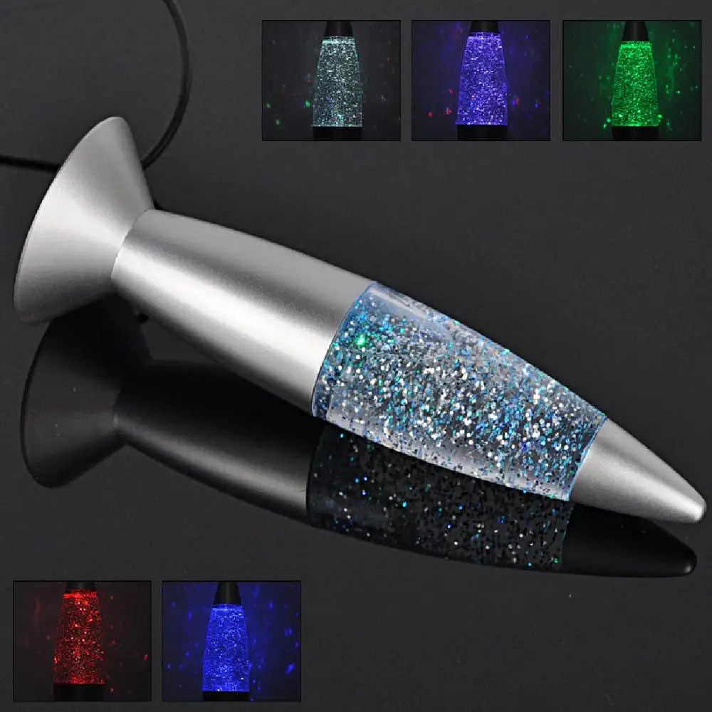 

1pc 3D Rocket Night Light Color Changing Lava Lamp RGB LED Glitter Party Mood Night Light Christmas Gift Bedside Night lamp