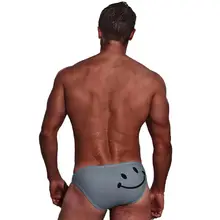 Низкая талия плавательные мужские трусы мультфильм улыбающееся лицо печатных эластичный хлопок пляжные шорты купальный костюм Новинка