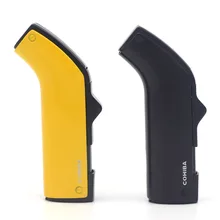 COHIBA Бутановая Зажигалка для сигар, 2 фонарь, зажигалки для сигарет, металлические ветрозащитные аксессуары для сигарет, табака с портсигар