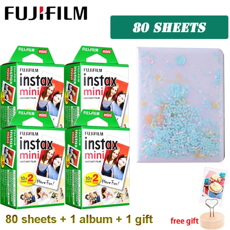 Пленка Fujifilm Instax Mini 3 дюйма с белым краем 64 кармана фотобумага альбом для Polaroid LiPlay Mini 9 8 7s 25 70 90 мгновенная камера - Цвет: 80 sheets blue album