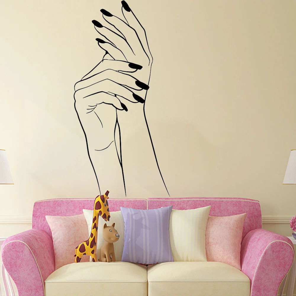 Wall Stickers Hand Manicure Vinyl Sticker Hand Beauty Salon Decal