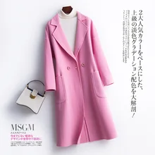 

New women's wool long coat winter lapel warm coat for women camel black and red mid-length ladies woolen coat