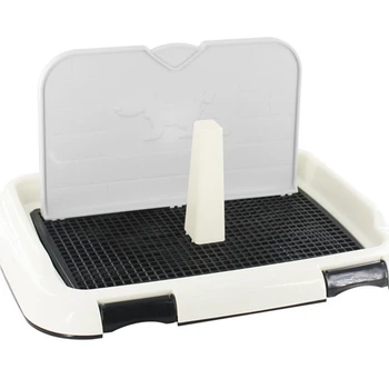 

Small Plastic Pet Potty Bedpan with Wall Dog Indoor Pet Toilet Upright for Training Natural Ability Fence Potty Trainer Black