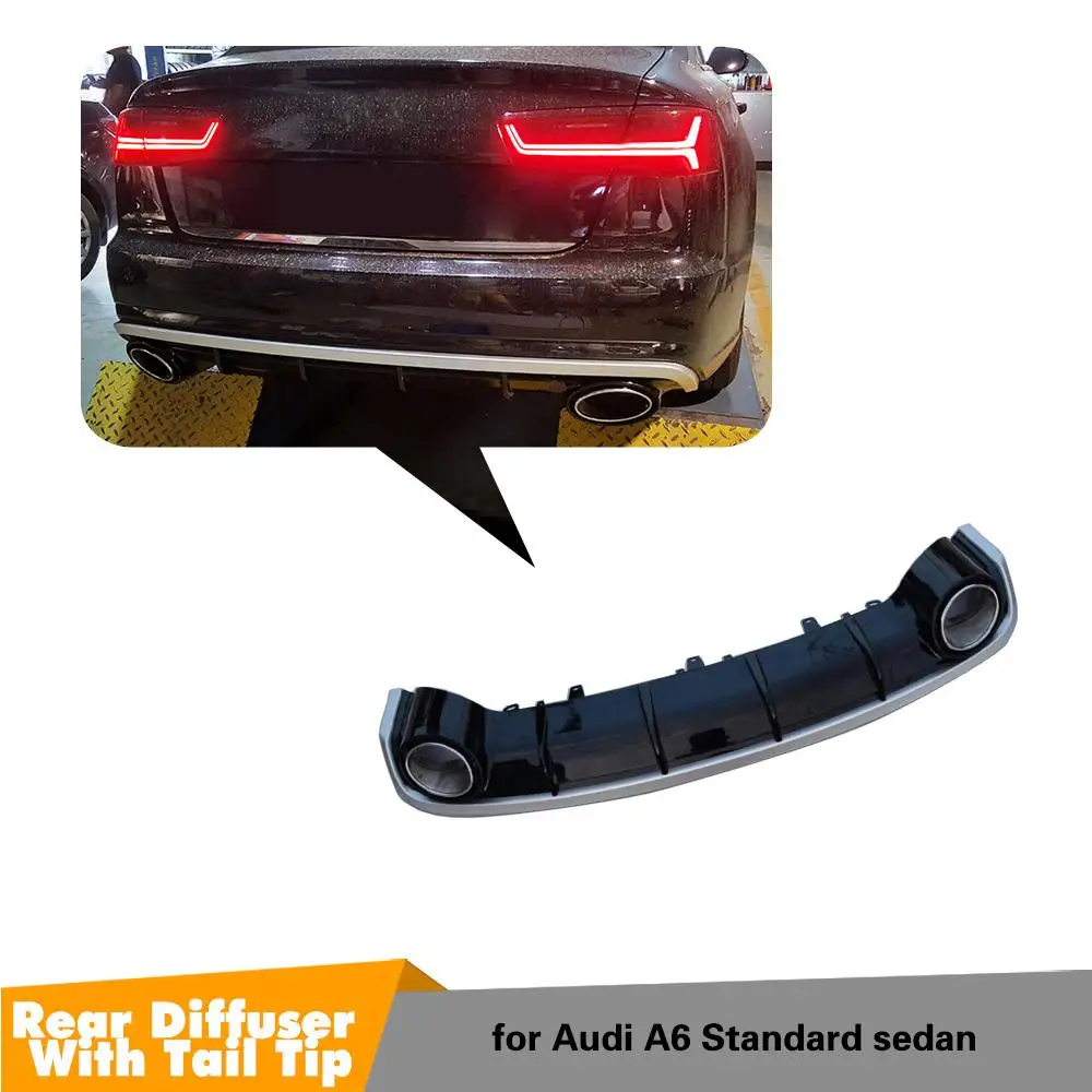 

A6 RS6 Rear Bumper Lip Diffuser With Exhaust Muffler Pipe for Audi A6 Standard Bumper 2016-2018