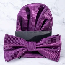 Модный мужской галстук-бабочка и мужской предварительно сложенный Карманный платок Набор горошек жаккардовый галстук набор галстуков Свадебная деловая вечеринка