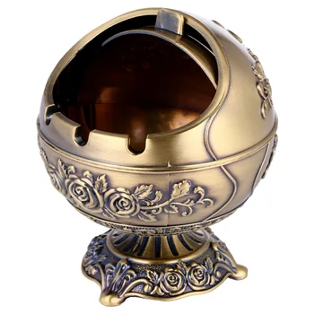 

1Pc Globe Ashtray with Lid Metal Cigarettes Ashtray Windproof Ash Tray