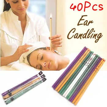 

40pcs Auricular Candle Therapy Aromatherapy Indian Ear Candle Beeswax Ear Therapy Straight Bell trumpet Shape Type With Earplugs