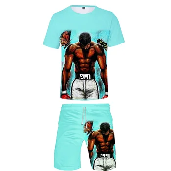 

Muhammad Ali Two Pieces Sets 3D Print Float Like A Butterfly Sting Like A Bee 1942-2016 Men Summer Tops Tees Men High Quality