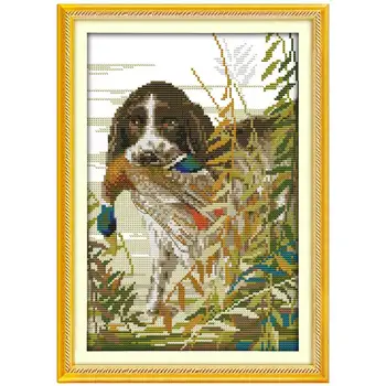 

The hunting dog animals counted printed on the canvas 11CT 14CT DIY kit Cross Stitch embroidery needlework Sets home decor