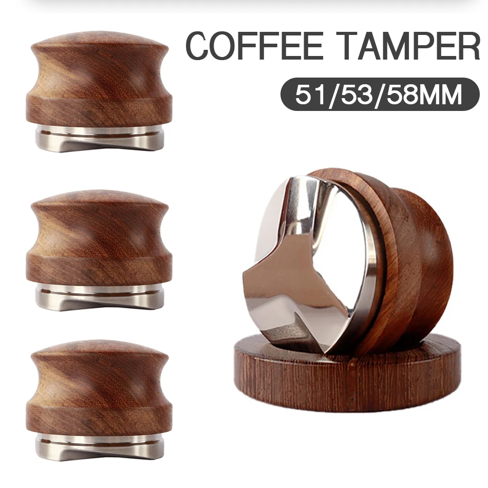 51/53/58MM Coffee Distributor Espresso Tamper Adjustable Espresso Distributor Leveler Rosewood