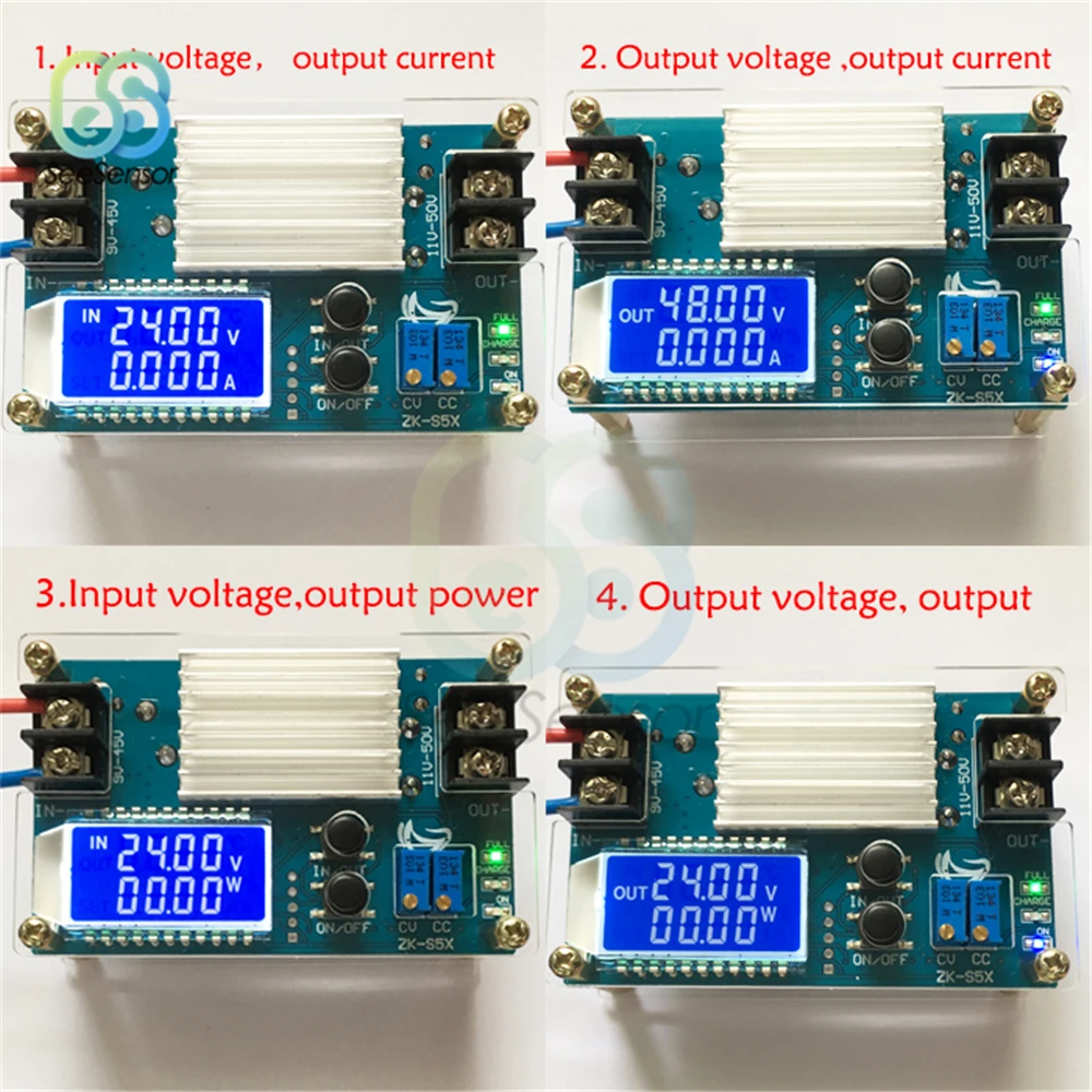 Бустер постоянного тока конвертер CC CV постоянного напряжения постоянного тока модуль питания 9-45 в 5A Регулируемый блок питания