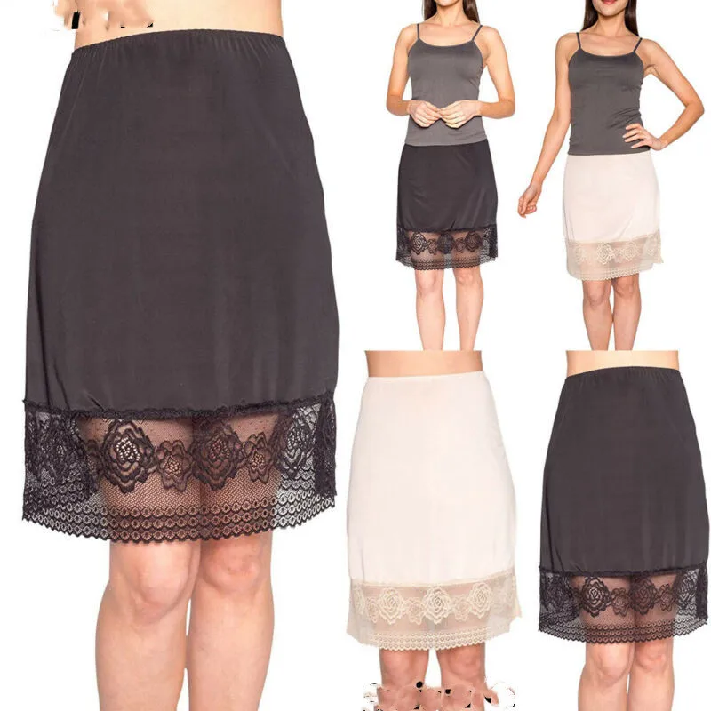 

2019 New Fashion Womens Underskirt Lace Up Mesh Spliced Solid Color High Waist Intimate Sheer Half Underskirt Petticoat Slips