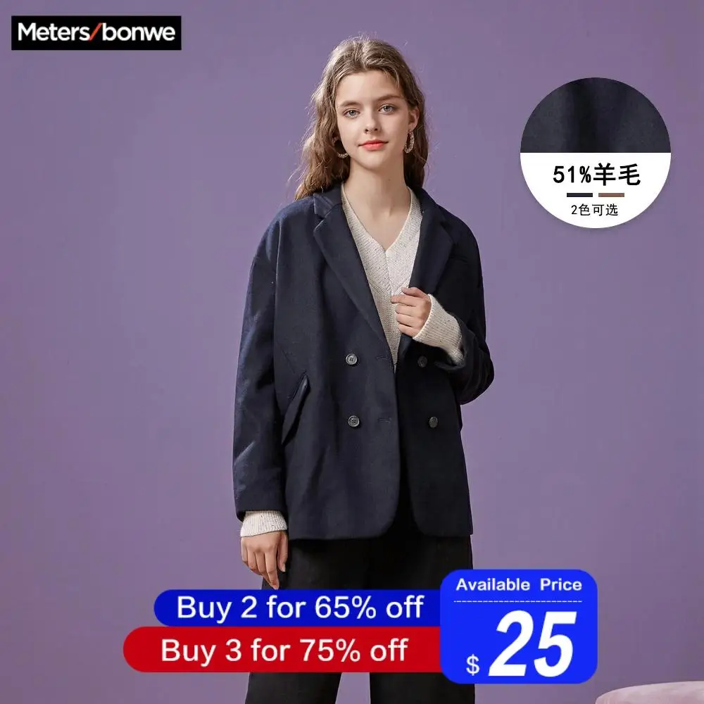 Metersbonwe женское Шерстяное Пальто Верхняя одежда зимняя одежда пальто Модное теплое шерстяное женское элегантное офисное пальто
