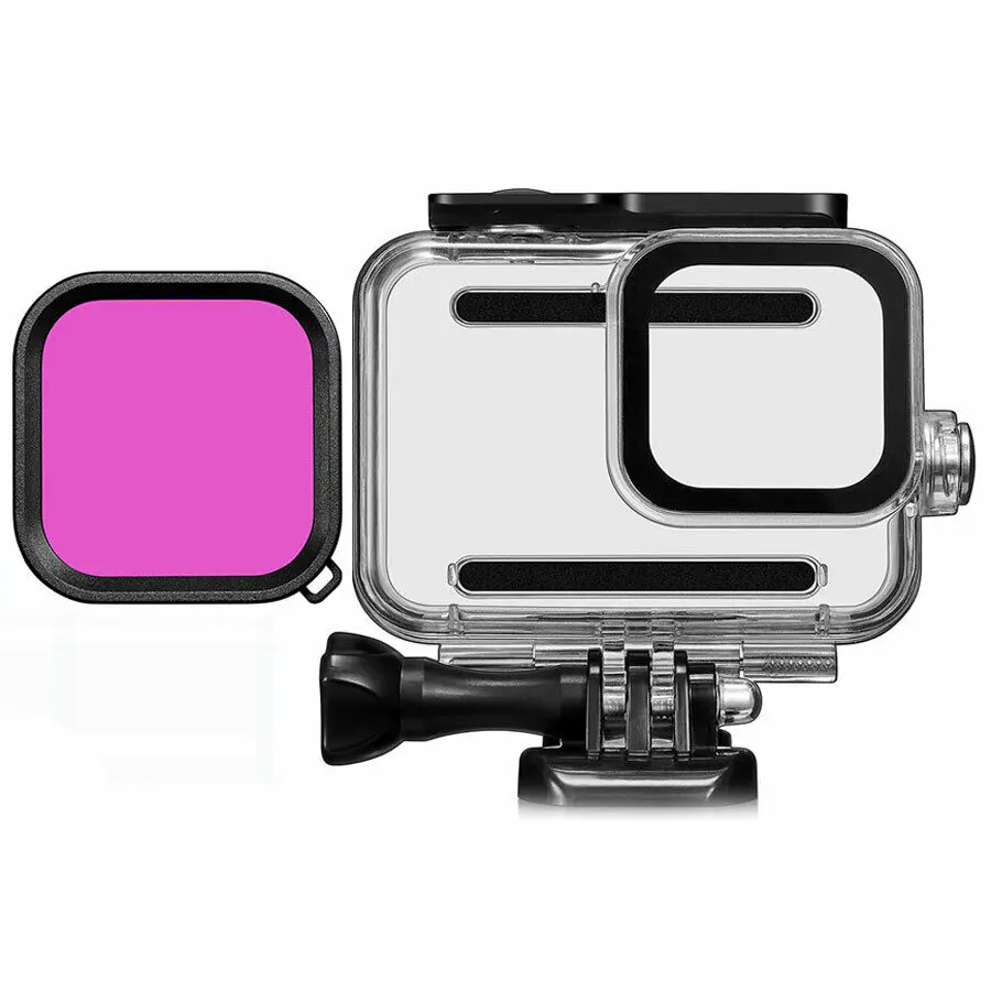 Водонепроницаемый чехол для экшн камеры GoPro Hero 8 3 цвета фиолетовый розовый