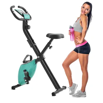 

Foldable Fitness Cycling Bike Indoor Cycling Bike Web Brake with 8 Resistance Level Fitness Body Building X Type Exercise Bike