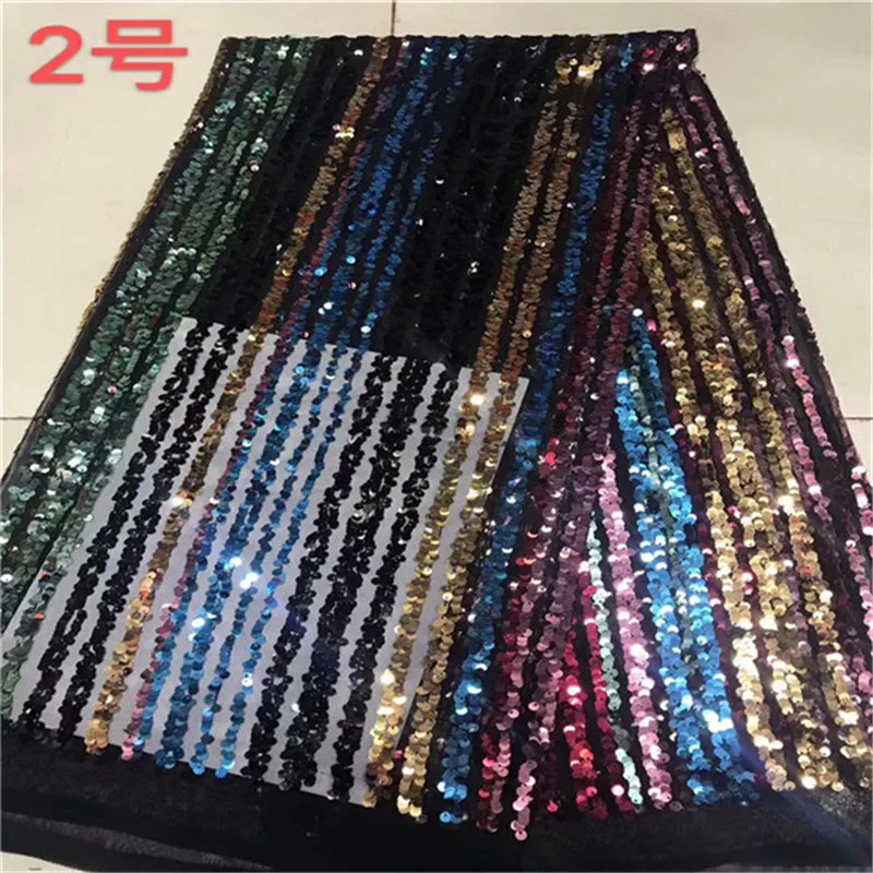 

2019 African high quality multicolor sequence French Nigerian sequins net tulle mesh Swiss lace fabric for dress 5yards