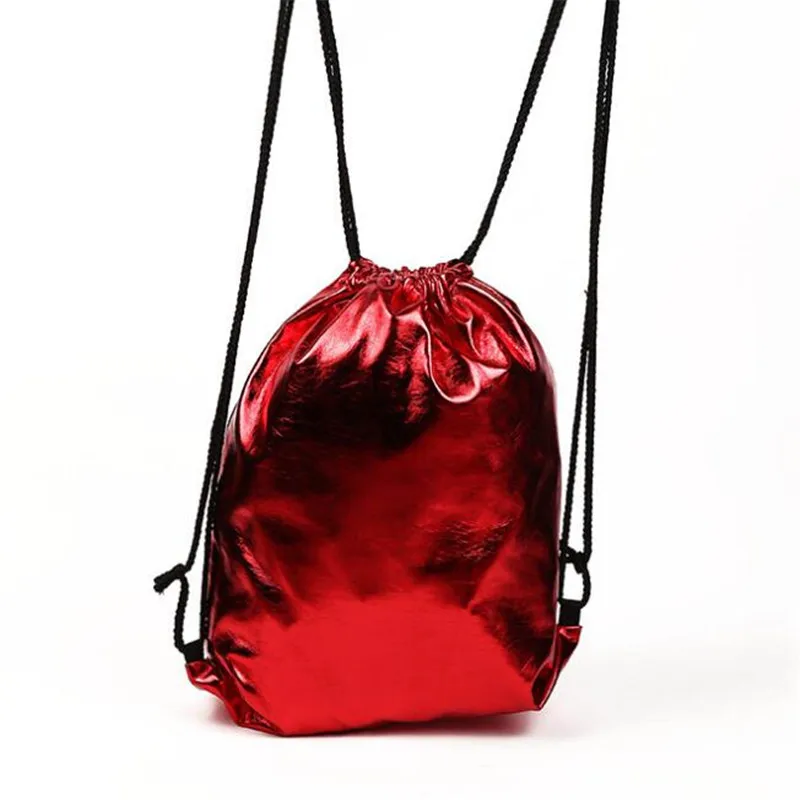 Сумка на шнурке с карманом ремешке из искусственной кожи для хранения однотонная