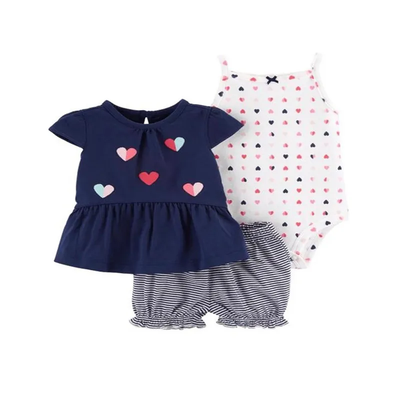 Новая летняя одежда для маленьких девочек roupa de bebe menino, Одежда для младенцев комплекты из 3 предметов одежда для детей детская одежда, жилет, Комбинезоны - Цвет: c001Q