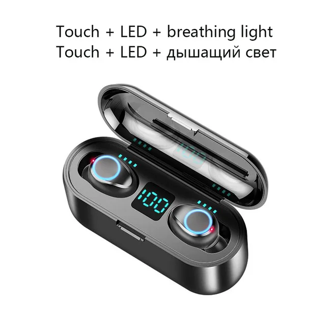 HANTOPER Bluetooth наушники 5,0 TWS мини беспроводная гарнитура с дисплеем питания наушники с зарядной коробкой спортивные игровые наушники - Цвет: With LED display