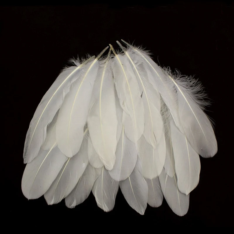 50 pieces of natural big black and white goose feathers 15 cm to