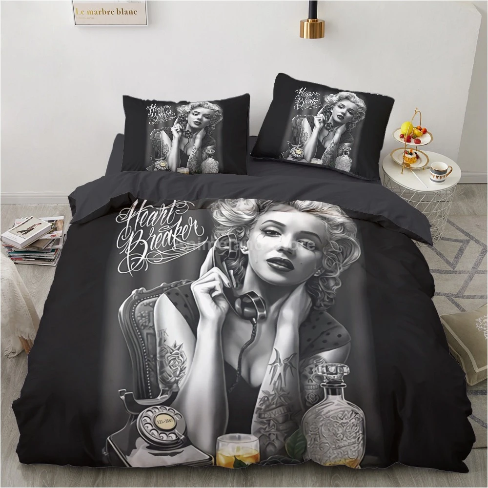 Comforters & Bedding Sets Marilyn Monroe Skull Black Bedding Set Duvet