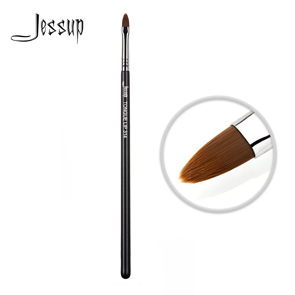 

Jessup Lip brush Black/Silver Makeup tools tongue shape Makeup brush Professional Synthetic hair