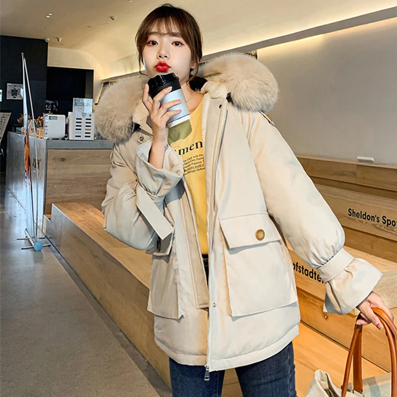 

2020 Cotton Liner Warm Coat And Waterproof Jacket Women Plus Size Slim Long Coat Female Winter Big Fur Hooded Parka Mujer Coats