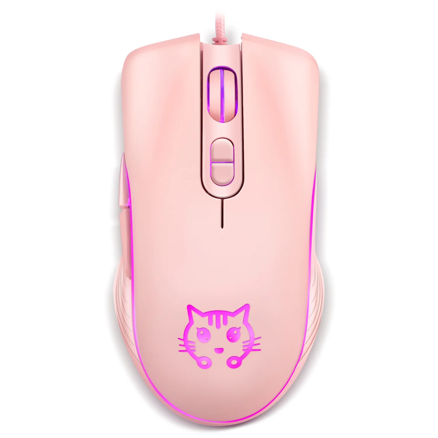 

USB Wired Gaming Mouse Pink Computer Professional E-sports Mouse 2400 DPI Colorful Backlit Silent Mouse for Lol Data Laptop Pc