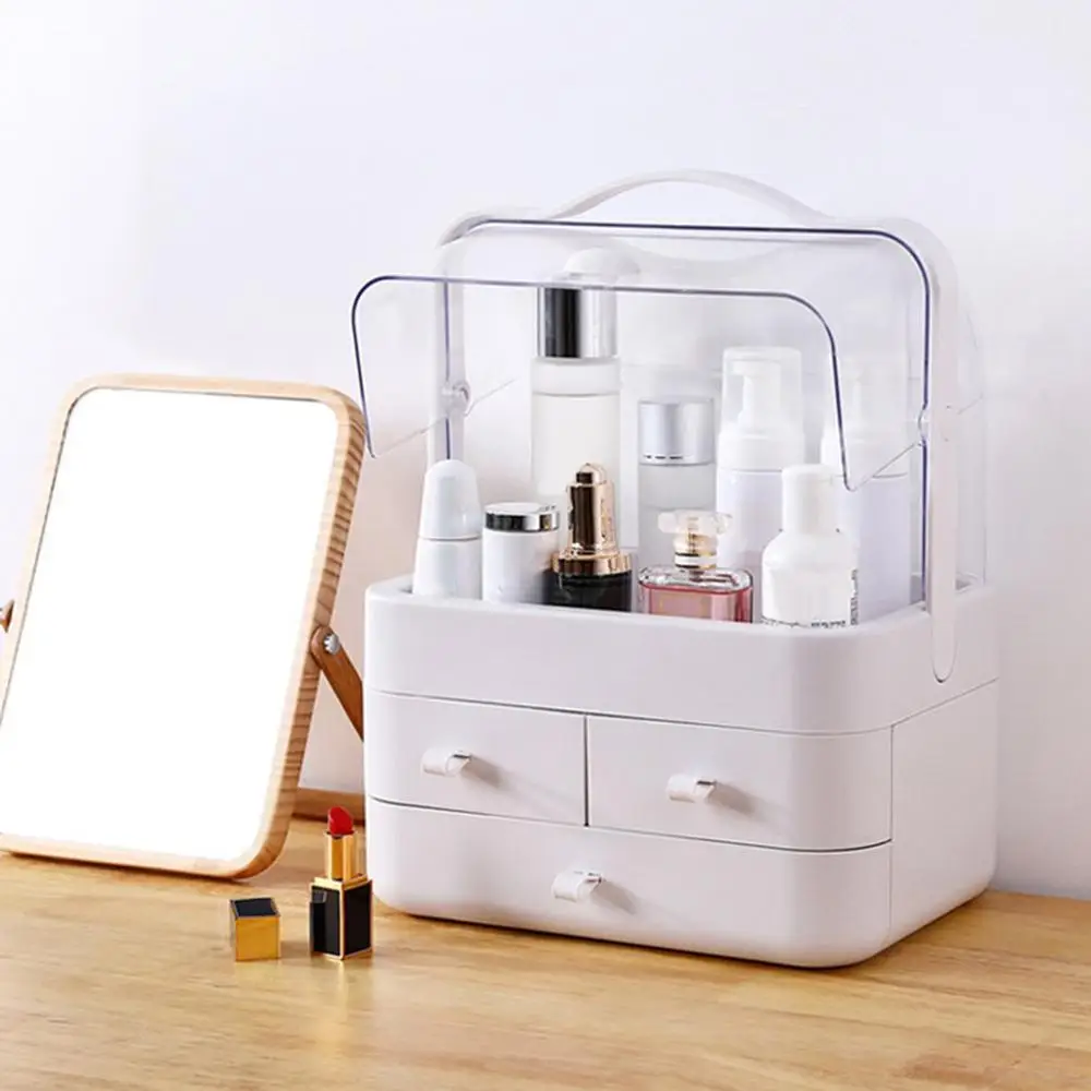 

Dustproof Desktop Simple Household Finishing Box Dressing Lipstick Skin Care Product Makeup Box With Mirror