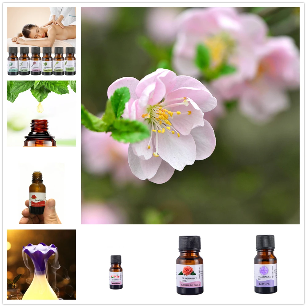 10ml Pure Essential Oil Massage Humidifier Lotus Orange Rose Peppermint Eucalyptus Lemongrass Lavender Ginger Aroma Spa Oil Essential Oil Aliexpress