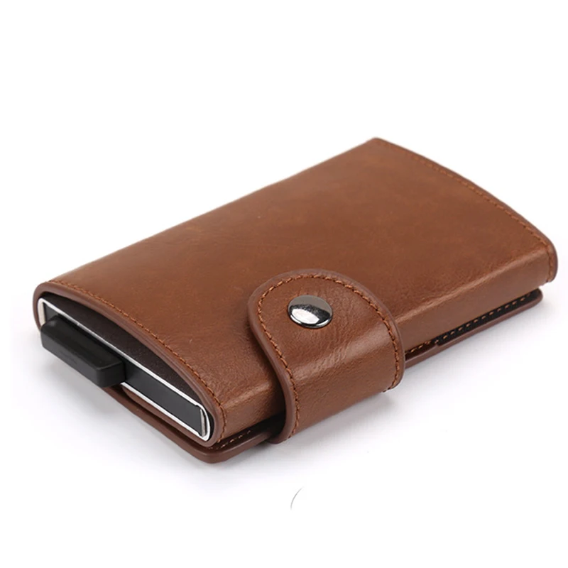 

Rfid Wallet Men's Purse Credit Card Holder Blocking Reader Lock Bank Card Holder Multifunctional Card Box Automatic Popup Purse