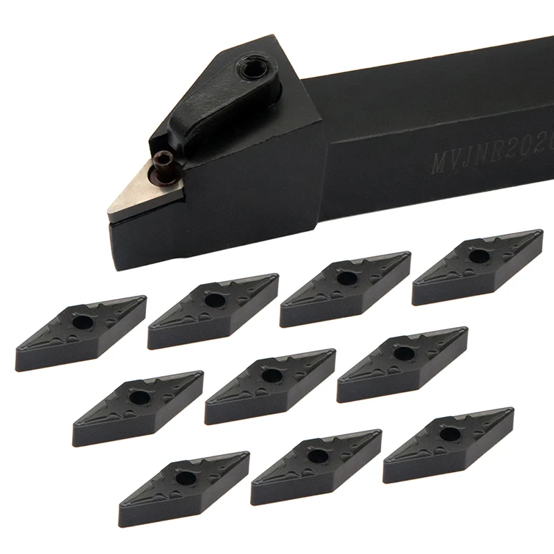 

10 шт. VNMG160408 PM1 PC4125 карбидные вставки + 1 шт. MVJNR2020K16 держатель внешнего токарного инструмента CNC токарный станок резец набор инструментов для стали