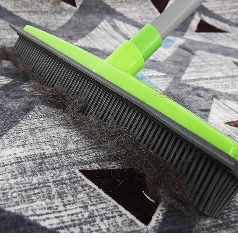 3Pcs Rubber Broom with Squeegee Washable Carpet Rake Broom with Adjustable  Handle Fur Remover Broom Detailing Lint Remover Brush - AliExpress