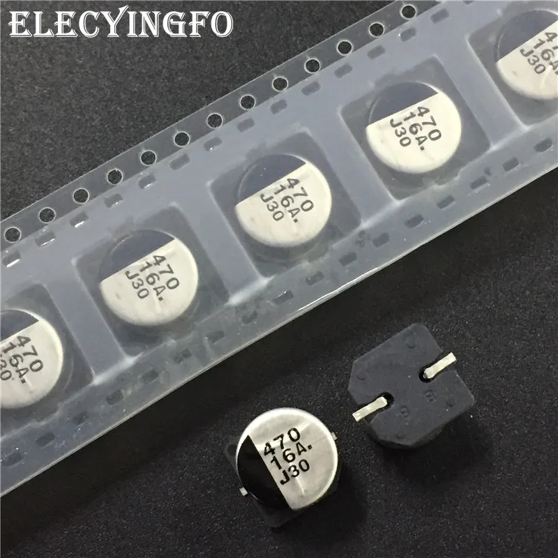 Алюминиевый электролитический конденсатор SMD 10 шт./50 шт. 470 мкФ 16 В Серия S 10x10 2 мм |